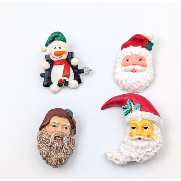 VTG Christmas Brooch Lot Snowbabies Boyd Bears Teddy Cat Snowman Santa Ornament - Picture 6 of 16